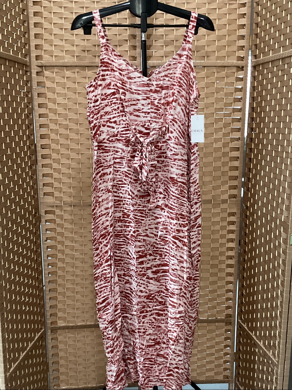 Chaus Rust-Print Tie-Front Maxi Dress